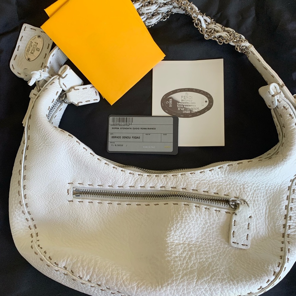 Vintage Fendi Selleria white leather bag